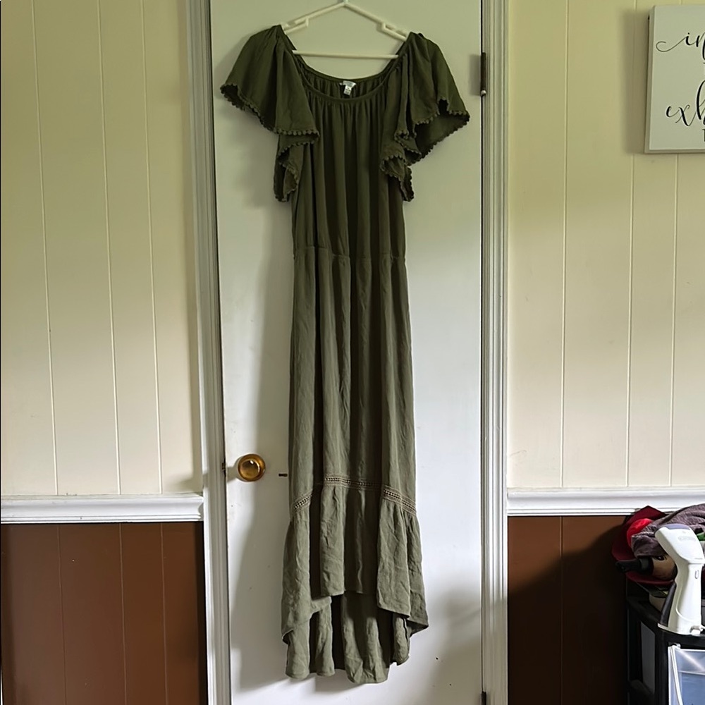 Elegant Olive Green Dress